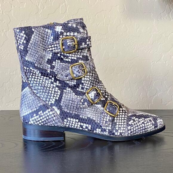 NWB J.Crew Multi-Buckle Boots Snake Leather AE921 - Picture 5 of 12